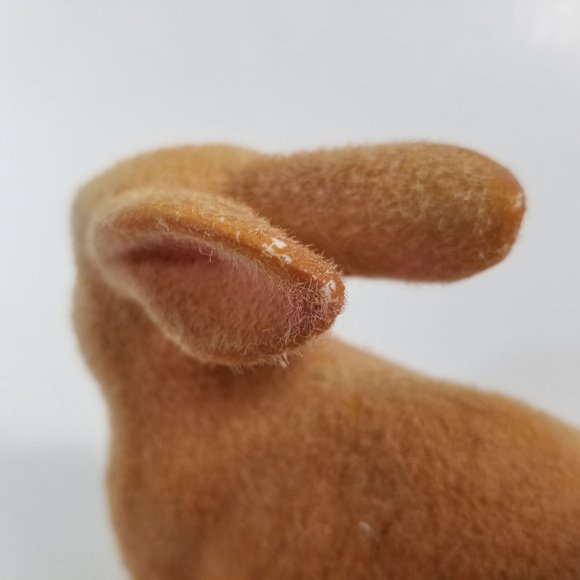 Flocked Fuzzy Rabbit Figurine Ceramic Brown Vintage 1960s Bunny - Picture 5 of 9